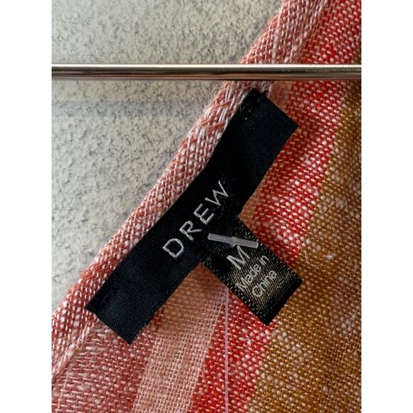 Drew Nat Dobby Stripe Linen Blend Sleeveless V-Neck Dress Women’s Size Medium - Picture 3 of 8